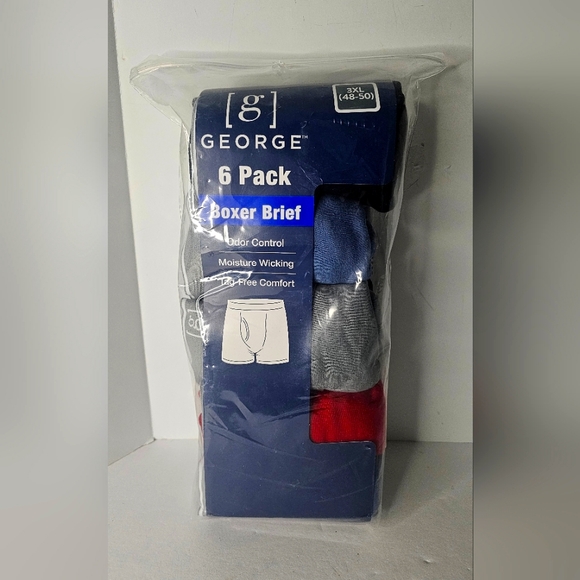 Mens 3XL (48-50) George 6pk Boxer Briefs Tag free - Picture 1 of 3